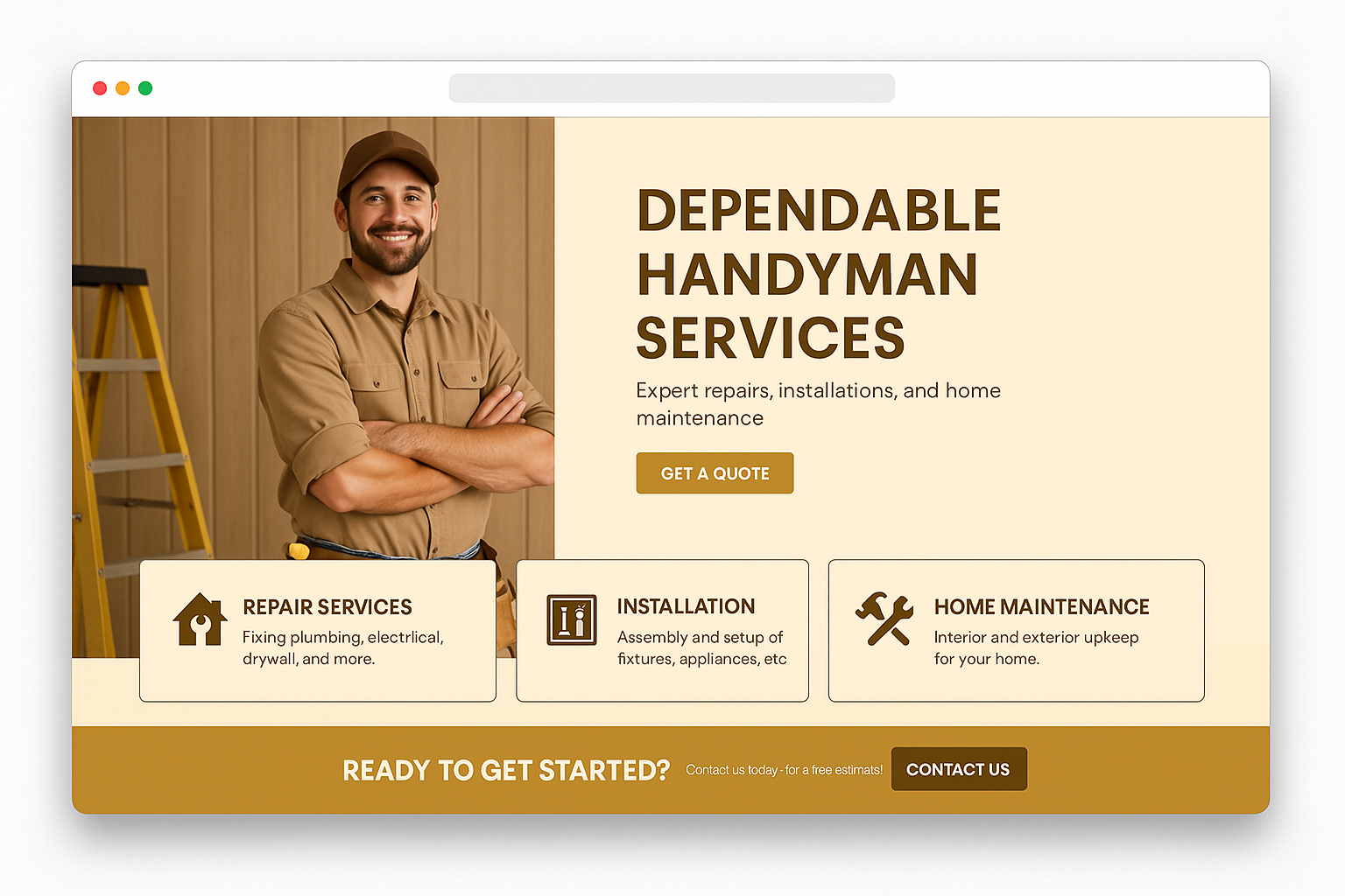 Hero + Services + CTA Layout